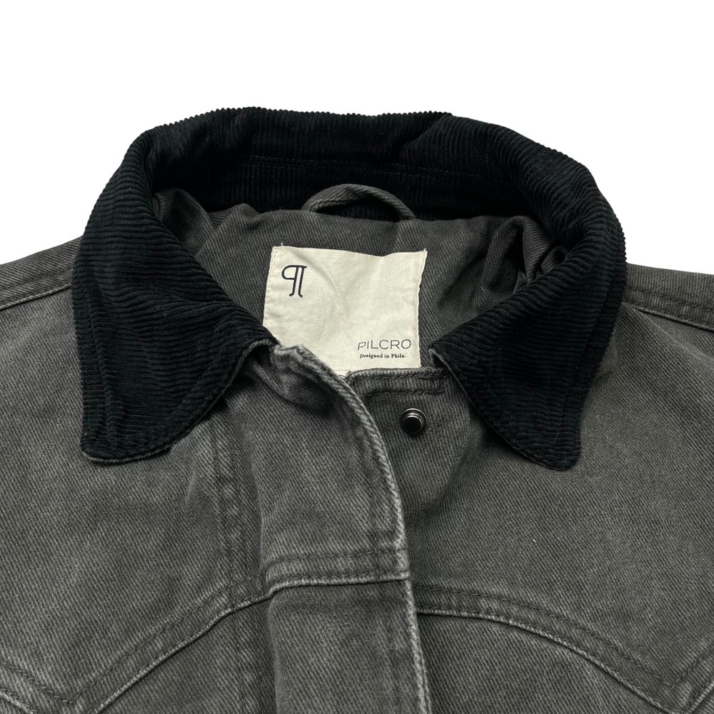 NWT Anthropologie PILCRO Western Barn Jacket Oversized Charcoal Denim Sz XS $178 - Picture 5 of 10